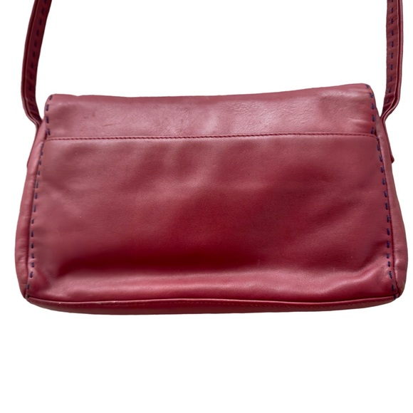 Red Ralph Lauren Shoulder Bag with Navy Blue Stitching - Picture 4 of 9